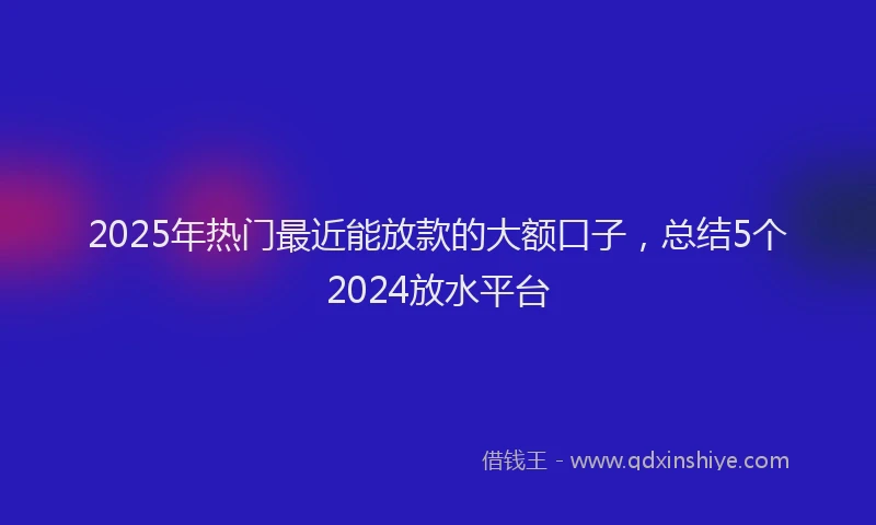 2025年热门最近能放款的大额口子，总结5个2024放水平台