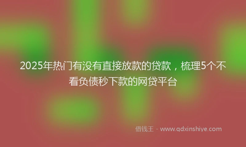 2025年热门有没有直接放款的贷款，梳理5个不看负债秒下款的网贷平台
