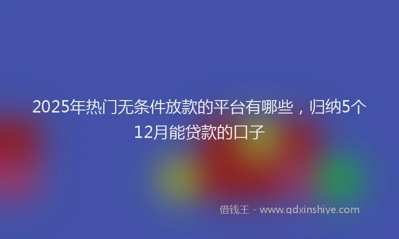 2025年热门无条件放款的平台有哪些，归纳5个12月能贷款的口子