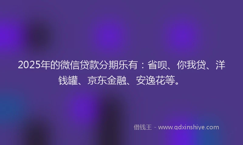 2025年的微信贷款分期乐有：省呗、你我贷、洋钱罐、京东金融、安逸花等。