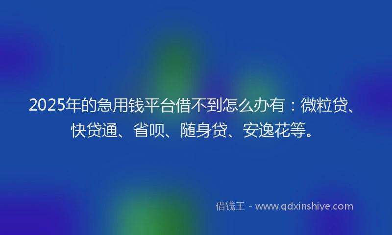 2025年的急用钱平台借不到怎么办有：微粒贷、快贷通、省呗、随身贷、安逸花等。
