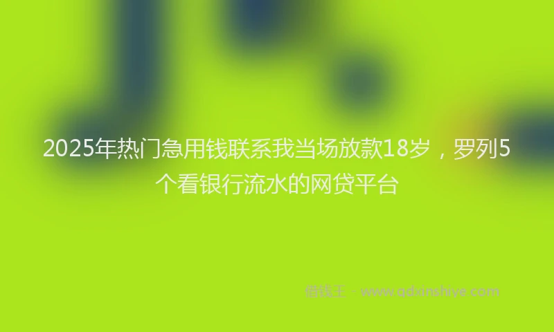 2025年热门急用钱联系我当场放款18岁，罗列5个看银行流水的网贷平台