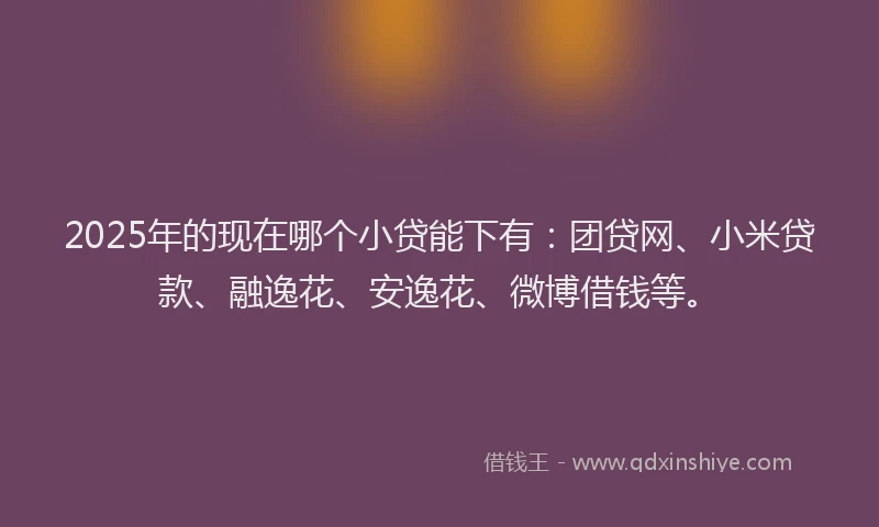 2025年的现在哪个小贷能下有：团贷网、小米贷款、融逸花、安逸花、微博借钱等。
