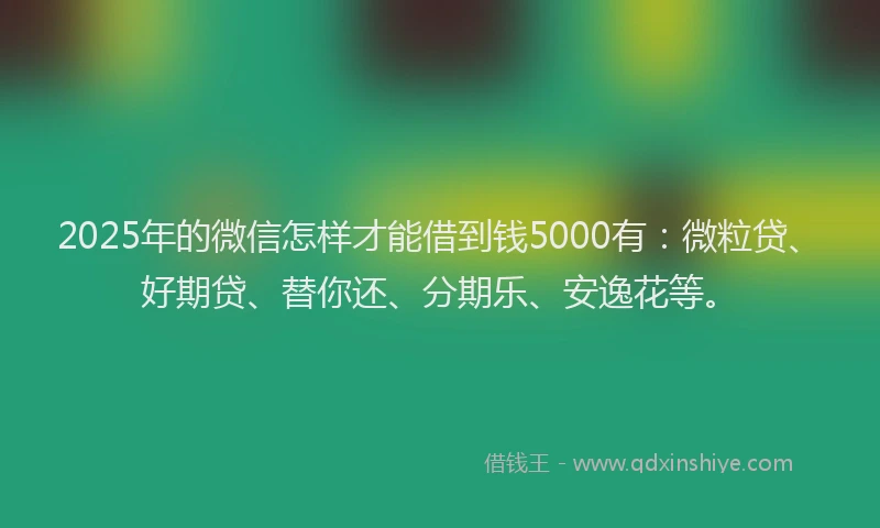 2025年的微信怎样才能借到钱5000有：微粒贷、好期贷、替你还、分期乐、安逸花等。