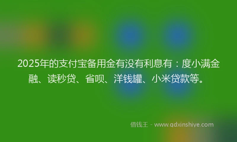 2025年的支付宝备用金有没有利息有：度小满金融、读秒贷、省呗、洋钱罐、小米贷款等。