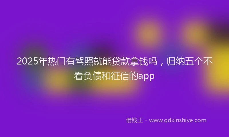 2025年热门有驾照就能贷款拿钱吗，归纳五个不看负债和征信的app