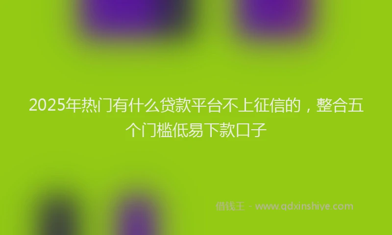 2025年热门有什么贷款平台不上征信的，整合五个门槛低易下款口子