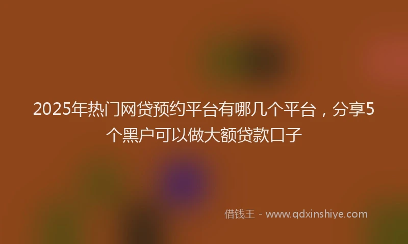 2025年热门网贷预约平台有哪几个平台，分享5个黑户可以做大额贷款口子