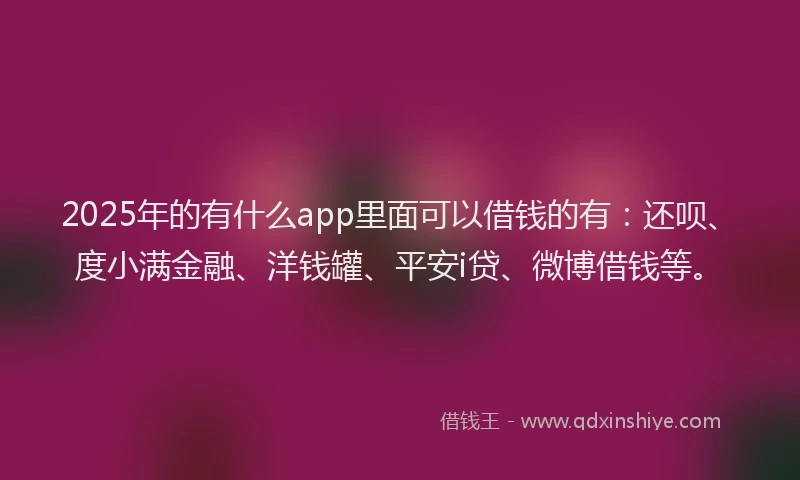 2025年的有什么app里面可以借钱的有：还呗、度小满金融、洋钱罐、平安i贷、微博借钱等。