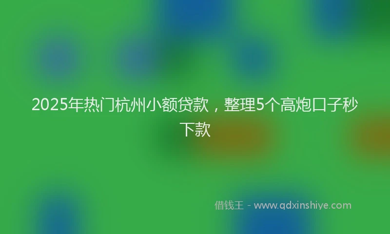 2025年热门杭州小额贷款，整理5个高炮口子秒下款