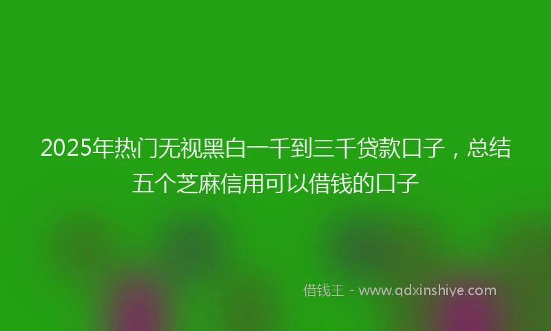 2025年热门无视黑白一千到三千贷款口子，总结五个芝麻信用可以借钱的口子