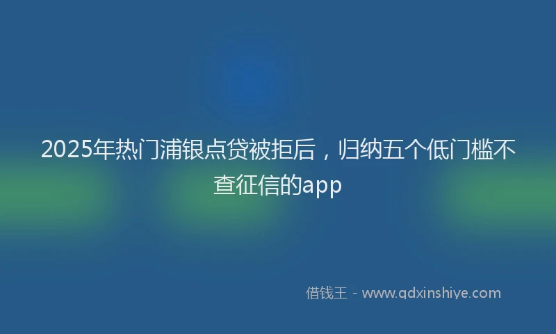 2025年热门浦银点贷被拒后，归纳五个低门槛不查征信的app