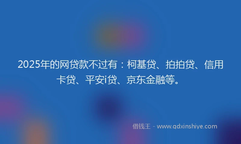 2025年的网贷款不过有：柯基贷、拍拍贷、信用卡贷、平安i贷、京东金融等。