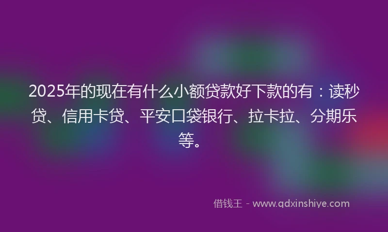 2025年的现在有什么小额贷款好下款的有：读秒贷、信用卡贷、平安口袋银行、拉卡拉、分期乐等。