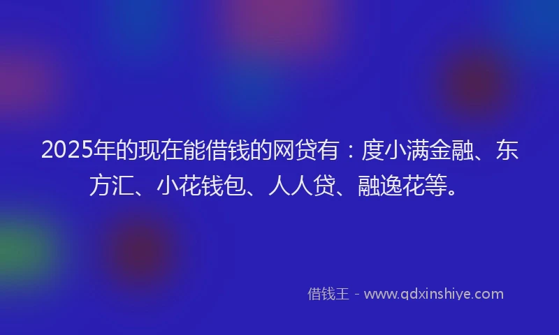2025年的现在能借钱的网贷有：度小满金融、东方汇、小花钱包、人人贷、融逸花等。