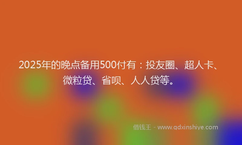 2025年的晚点备用500付有：投友圈、超人卡、微粒贷、省呗、人人贷等。