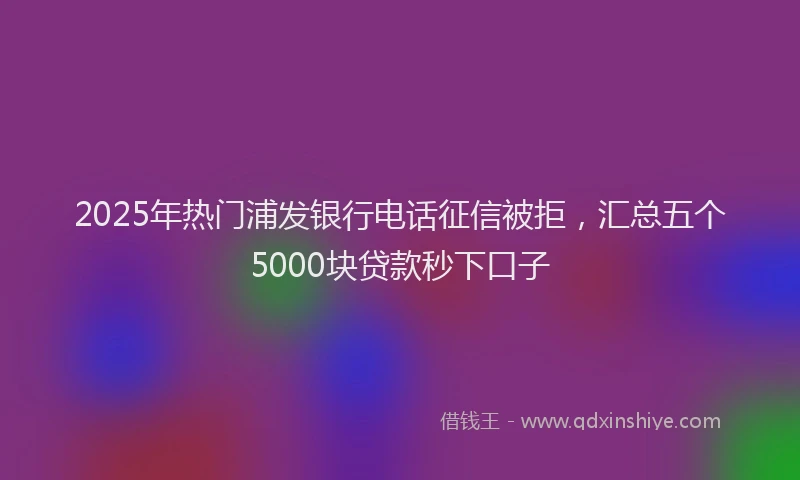2025年热门浦发银行电话征信被拒，汇总五个5000块贷款秒下口子