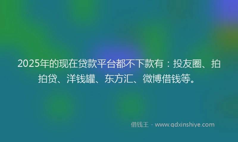 2025年的现在贷款平台都不下款有：投友圈、拍拍贷、洋钱罐、东方汇、微博借钱等。