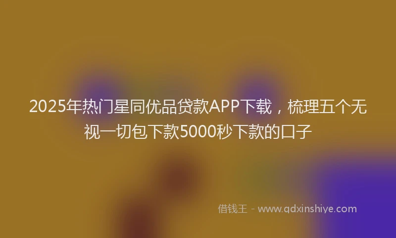 2025年热门星同优品贷款APP下载，梳理五个无视一切包下款5000秒下款的口子