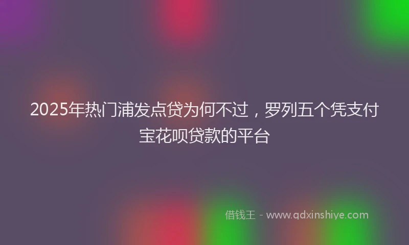 2025年热门浦发点贷为何不过，罗列五个凭支付宝花呗贷款的平台