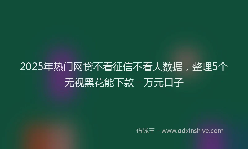 2025年热门网贷不看征信不看大数据，整理5个无视黑花能下款一万元口子