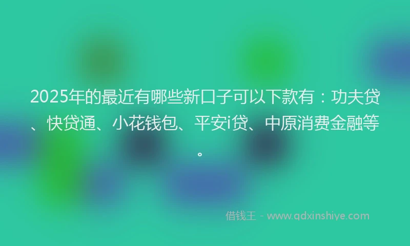 2025年的最近有哪些新口子可以下款有：功夫贷、快贷通、小花钱包、平安i贷、中原消费金融等。