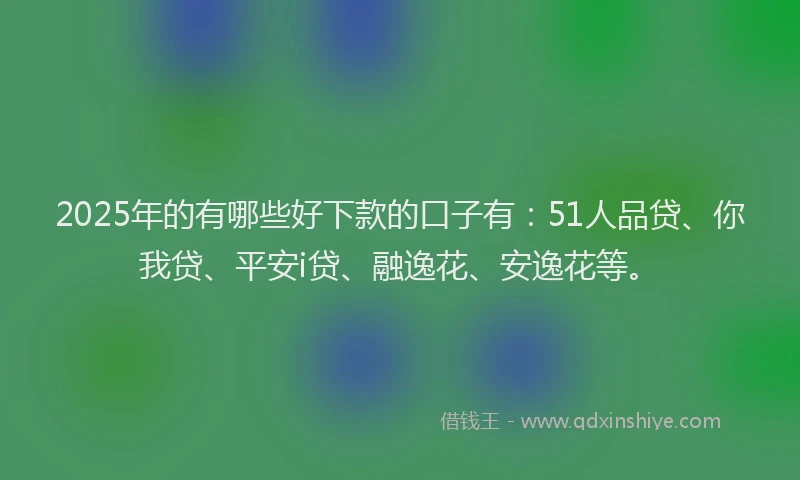 2025年的有哪些好下款的口子有：51人品贷、你我贷、平安i贷、融逸花、安逸花等。