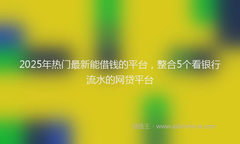 2025年热门最新能借钱的平台，整合5个看银行流水的网贷平台