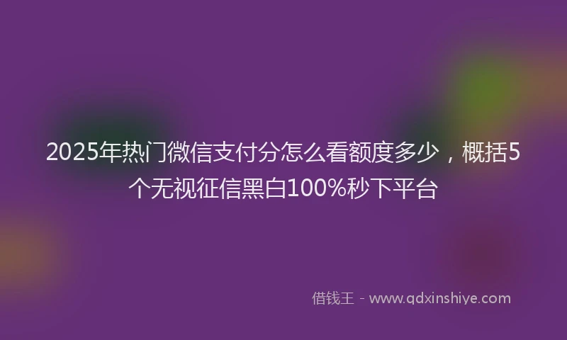 2025年热门微信支付分怎么看额度多少，概括5个无视征信黑白100%秒下平台