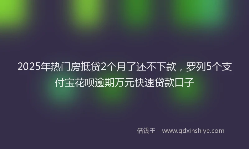 2025年热门房抵贷2个月了还不下款，罗列5个支付宝花呗逾期万元快速贷款口子