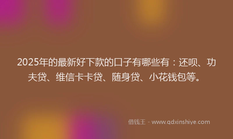2025年的最新好下款的口子有哪些有：还呗、功夫贷、维信卡卡贷、随身贷、小花钱包等。