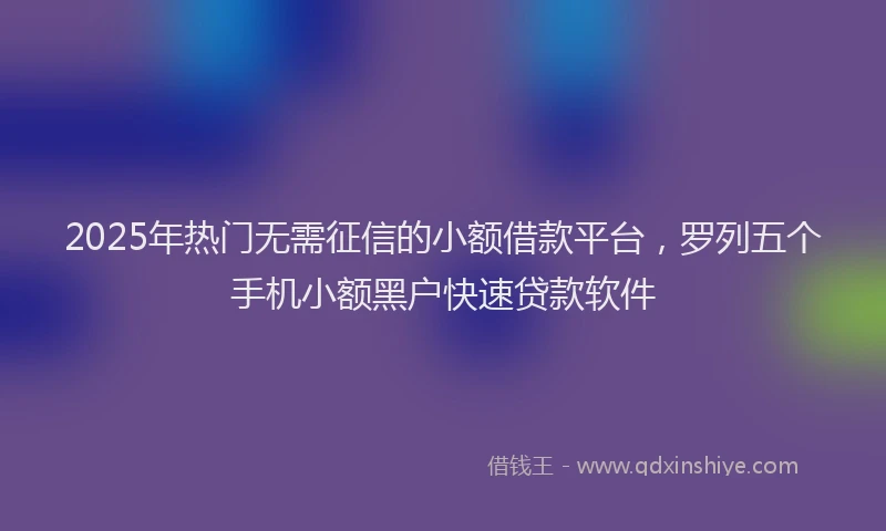 2025年热门无需征信的小额借款平台，罗列五个手机小额黑户快速贷款软件
