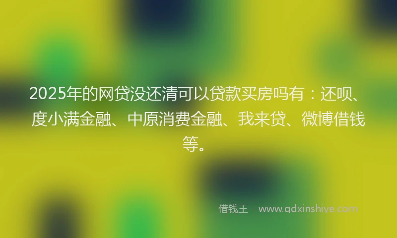 2025年的网贷没还清可以贷款买房吗有：还呗、度小满金融、中原消费金融、我来贷、微博借钱等。