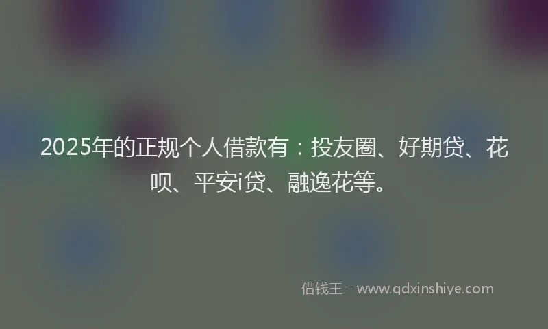 2025年的正规个人借款有：投友圈、好期贷、花呗、平安i贷、融逸花等。