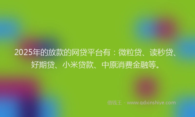2025年的放款的网贷平台有：微粒贷、读秒贷、好期贷、小米贷款、中原消费金融等。