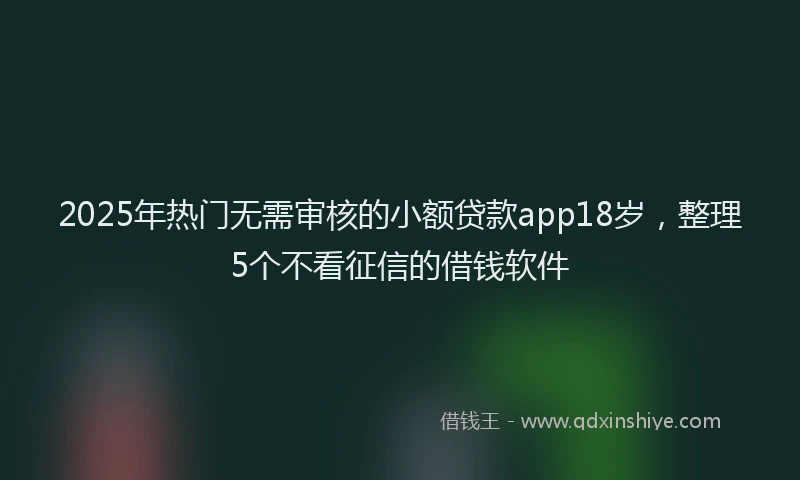 2025年热门无需审核的小额贷款app18岁，整理5个不看征信的借钱软件