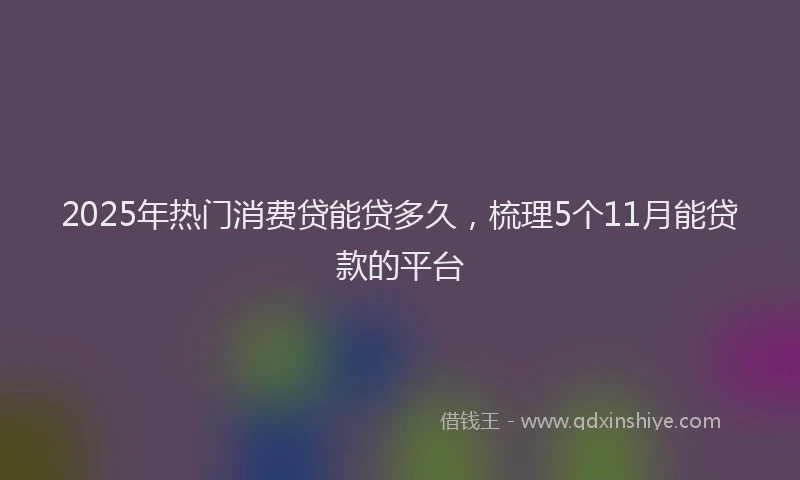 2025年热门消费贷能贷多久，梳理5个11月能贷款的平台