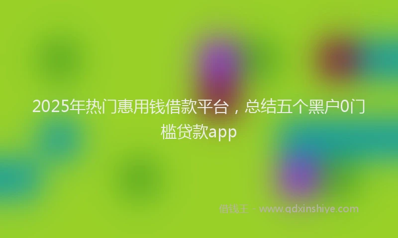 2025年热门惠用钱借款平台，总结五个黑户0门槛贷款app
