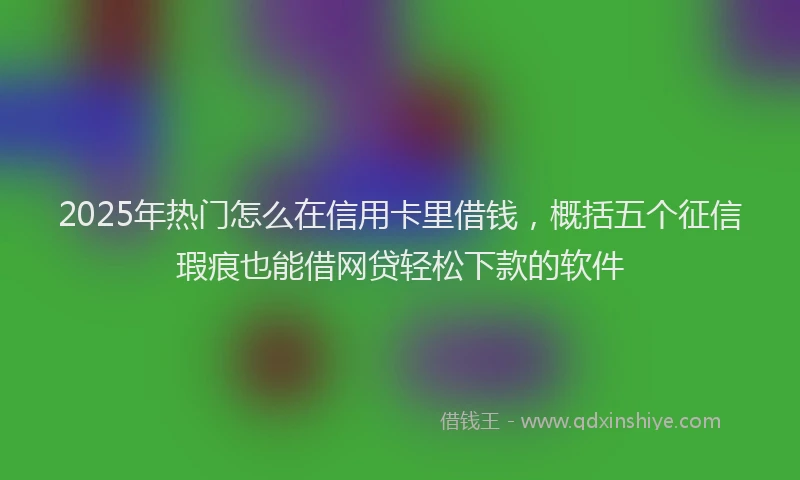 2025年热门怎么在信用卡里借钱，概括五个征信瑕疵也能借网贷轻松下款的软件
