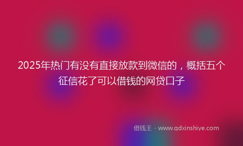 2025年热门有没有直接放款到微信的，概括五个征信花了可以借钱的网贷口子
