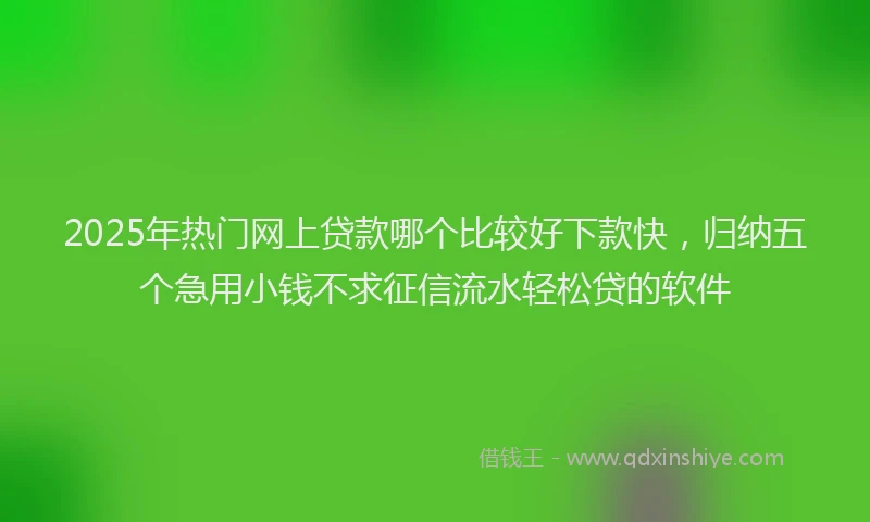 2025年热门网上贷款哪个比较好下款快，归纳五个急用小钱不求征信流水轻松贷的软件