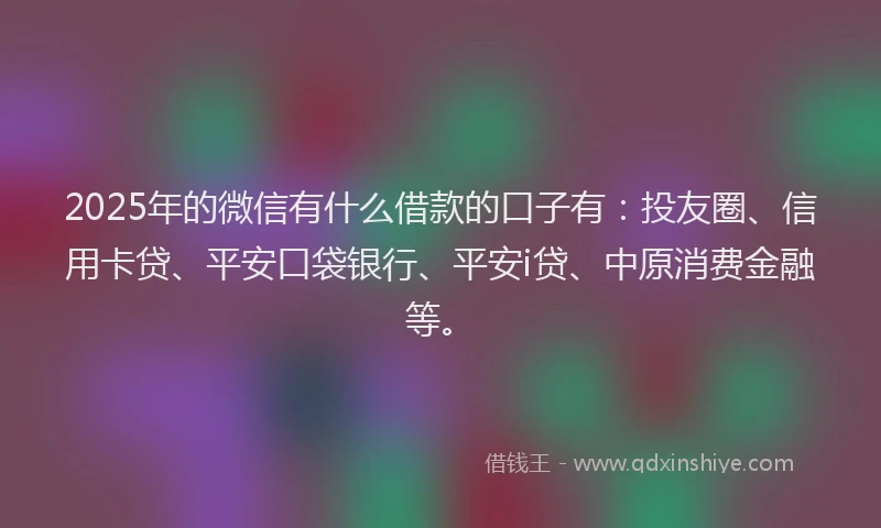 2025年的微信有什么借款的口子有：投友圈、信用卡贷、平安口袋银行、平安i贷、中原消费金融等。