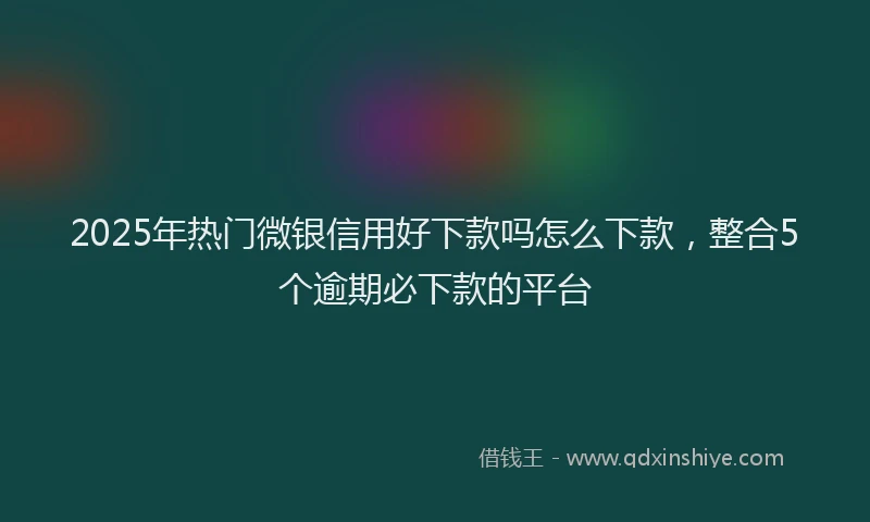 2025年热门微银信用好下款吗怎么下款，整合5个逾期必下款的平台