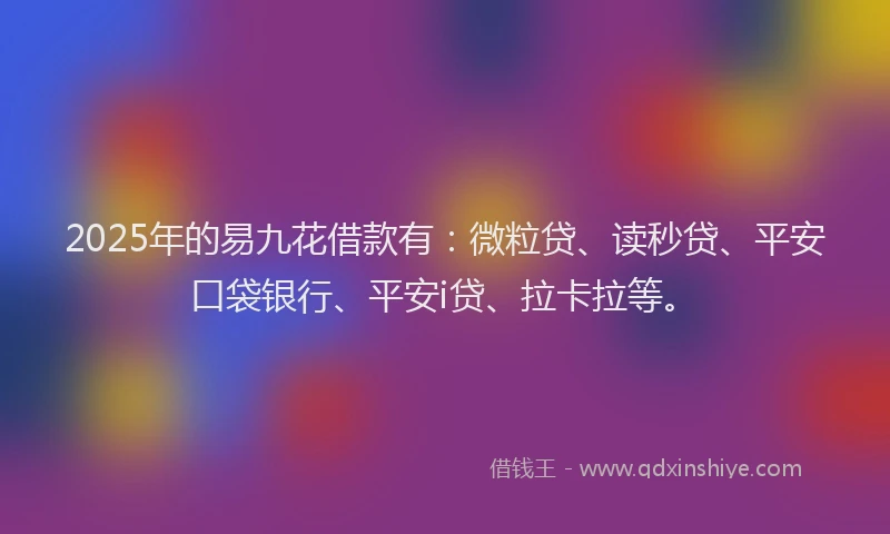 2025年的易九花借款有：微粒贷、读秒贷、平安口袋银行、平安i贷、拉卡拉等。