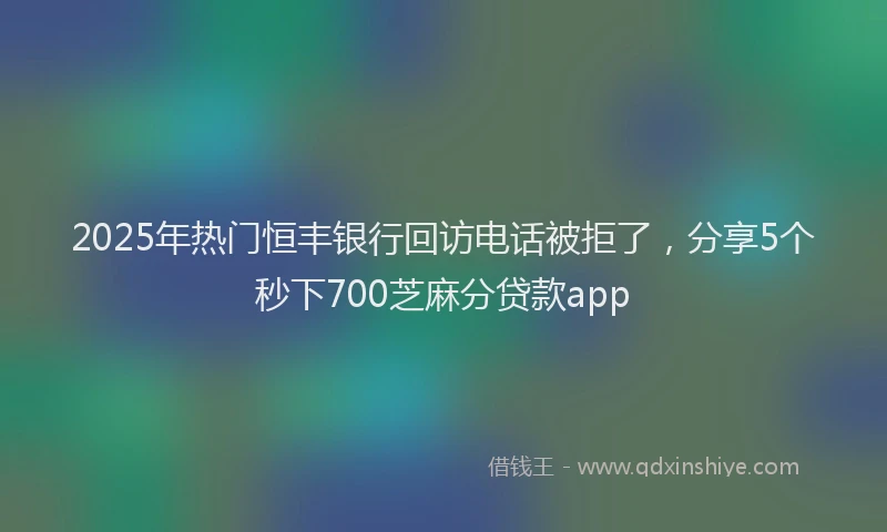 2025年热门恒丰银行回访电话被拒了，分享5个秒下700芝麻分贷款app