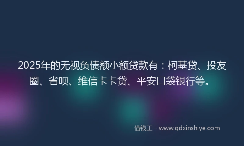 2025年的无视负债额小额贷款有：柯基贷、投友圈、省呗、维信卡卡贷、平安口袋银行等。