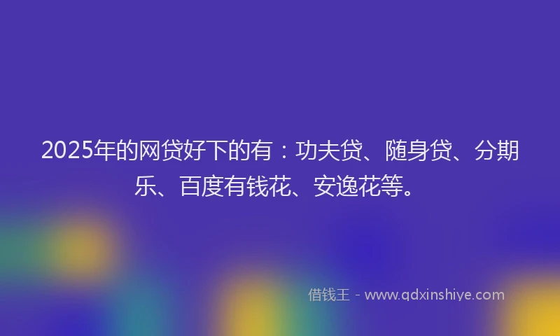 2025年的网贷好下的有：功夫贷、随身贷、分期乐、百度有钱花、安逸花等。