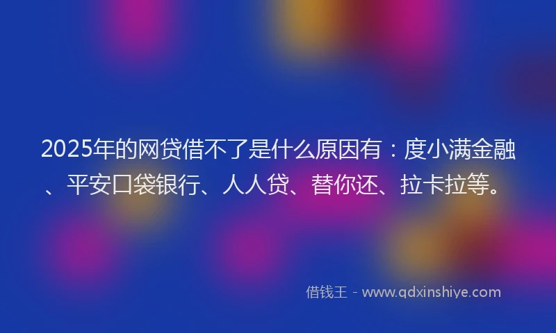 2025年的网贷借不了是什么原因有：度小满金融、平安口袋银行、人人贷、替你还、拉卡拉等。