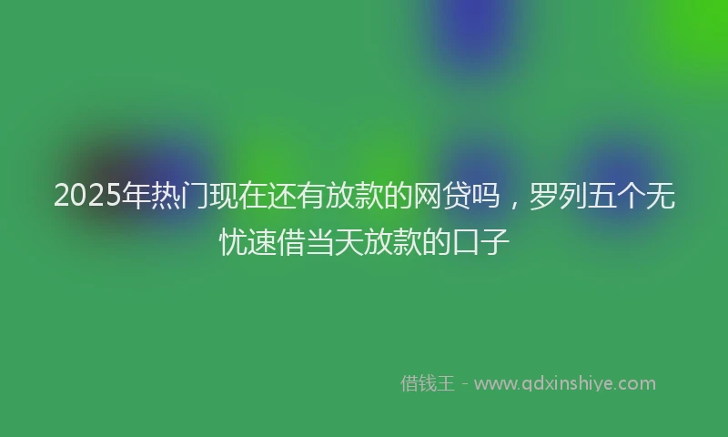 2025年热门现在还有放款的网贷吗，罗列五个无忧速借当天放款的口子