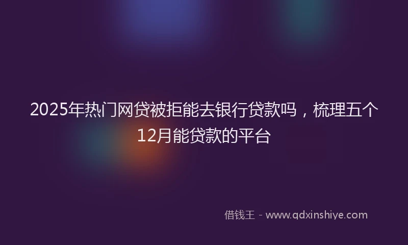 2025年热门网贷被拒能去银行贷款吗，梳理五个12月能贷款的平台